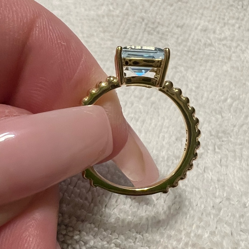 Judith Ripka Blue Topaz Gold Ring - Picture 6 of 12